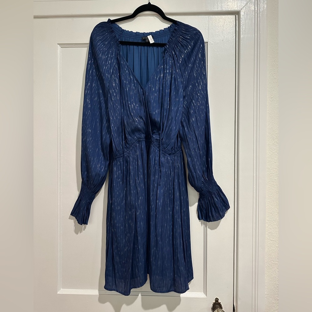 Navy Long-Sleeve Mini Dress